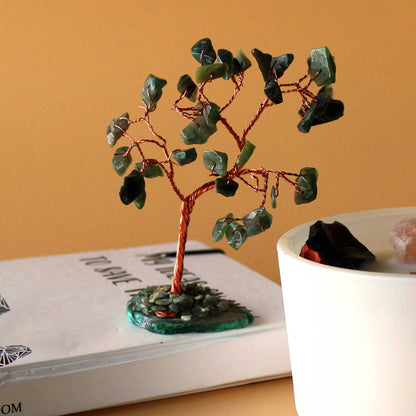 Gemstone Tree - Green Aventurine on Green Agate Base (35 stones) – detail view