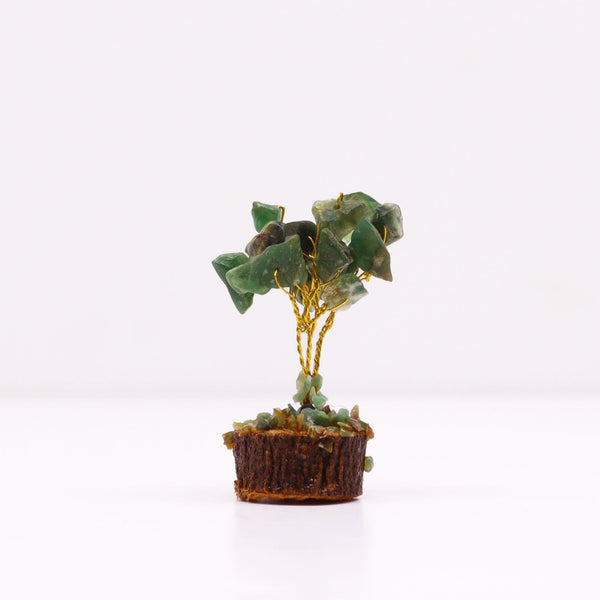 Mini Gemstone Tree On Wood Base - Green Aventurine (15 stones) | Auro & Co