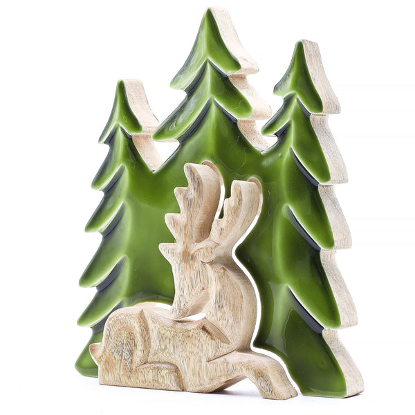 Lost in the Forrest -  Stag in the Forrest 3D Wooden Decoration - 23x20cm | Auro & Co