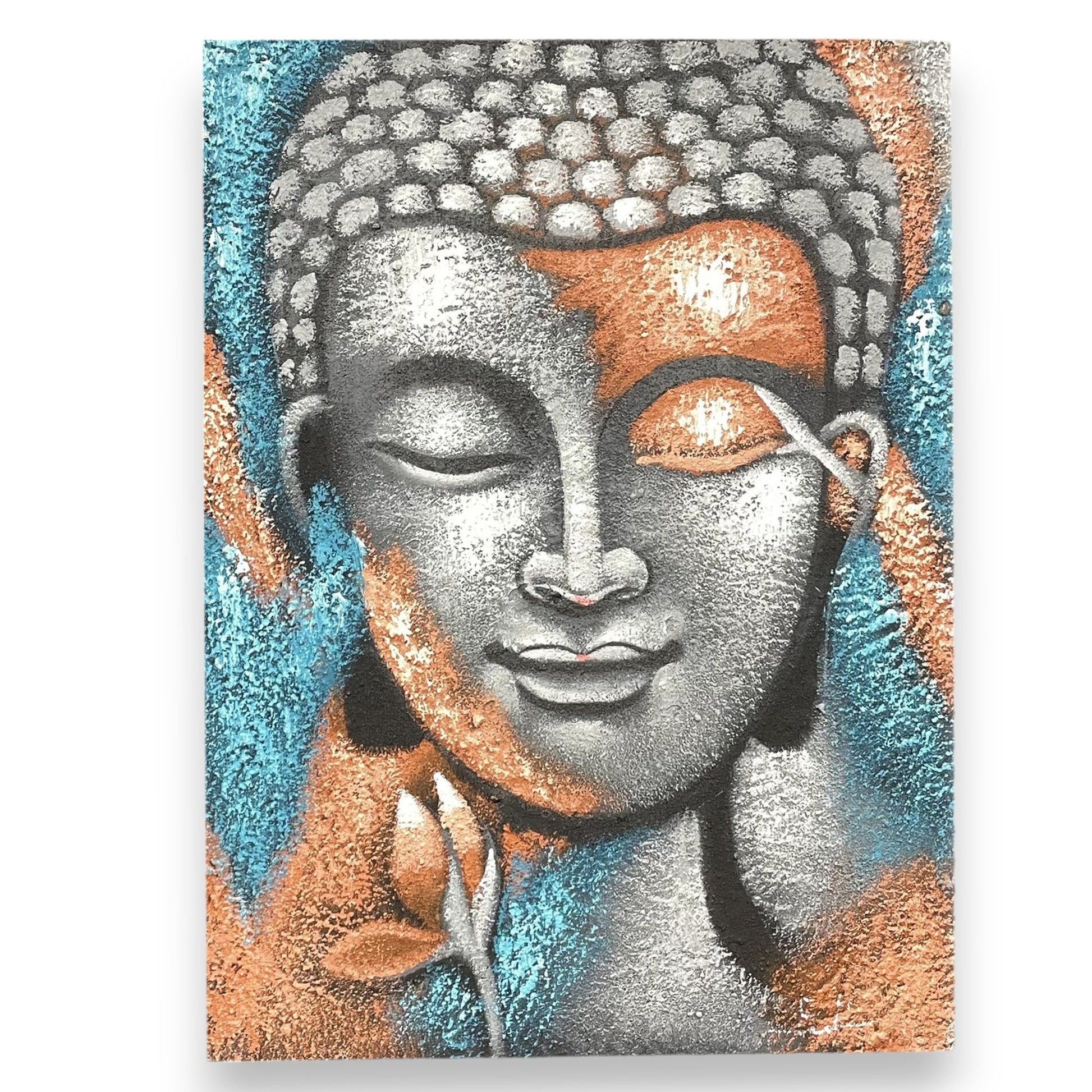 Buddha Painting - Silver & Rose Gold Flower 75x55cm | Auro & Co