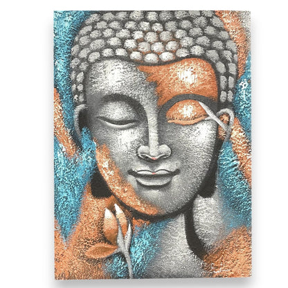 Buddha Painting - Silver & Rose Gold Flower 75x55cm | Auro & Co