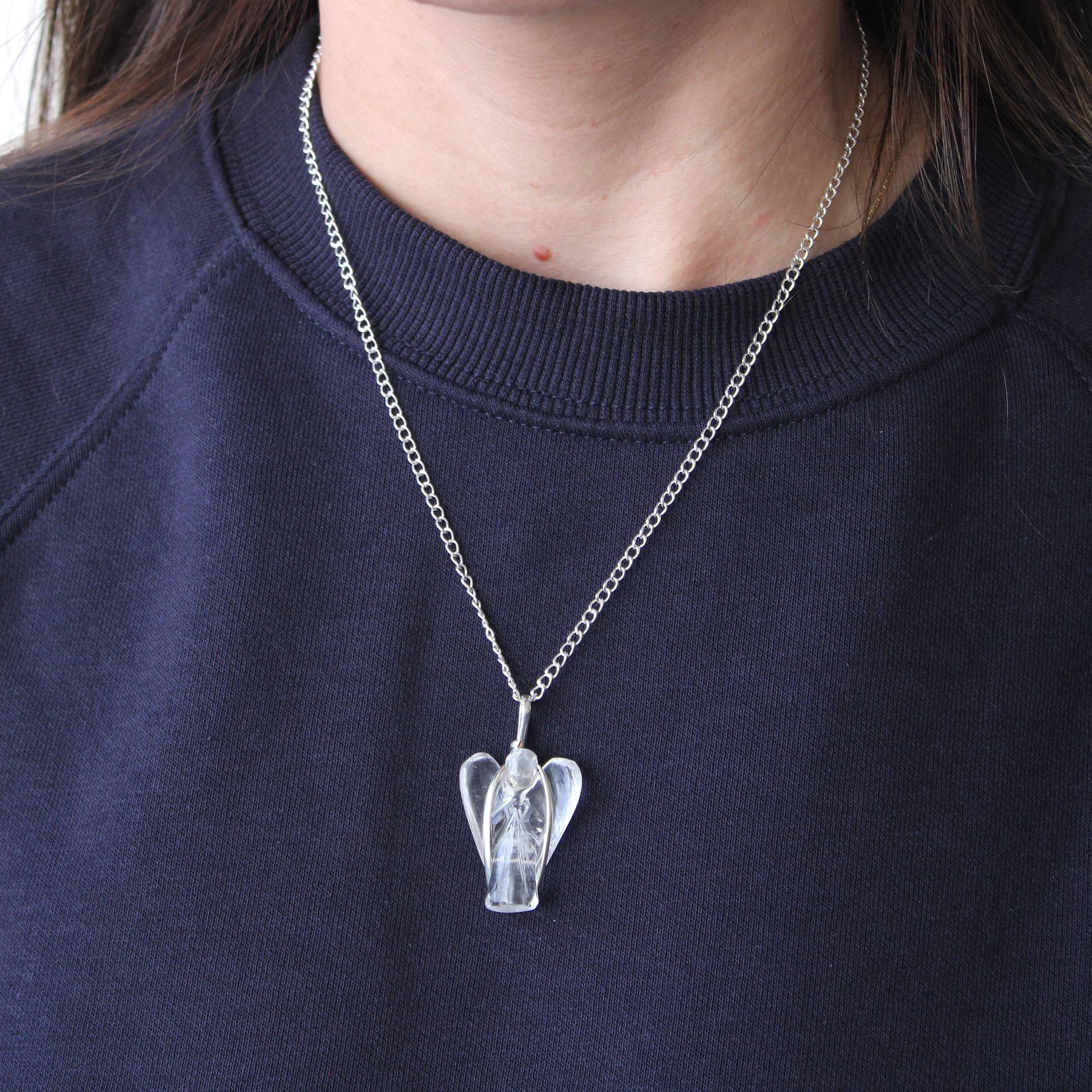 Gemstone Guardian Angel Pendant - Rock Quartz – product image 5