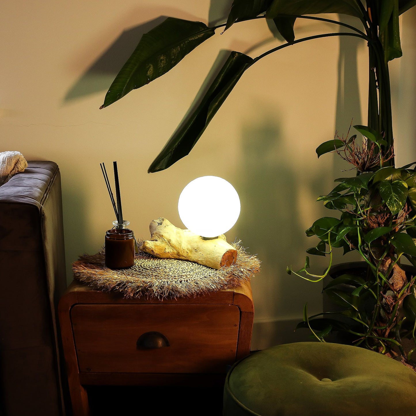 DriftGlow Lamp Cotton Luna Ivory Shade – detail view
