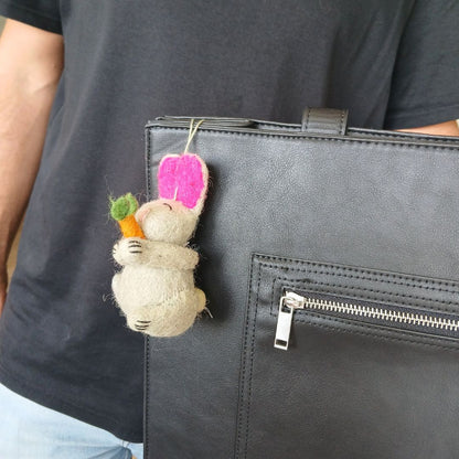 Felt Rabbit & Sheep Charms, Set of 8, Hanging Decorations & Bag Charms