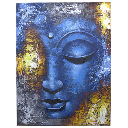 Blue Aura Serenity – Abstract Buddha Painting (80×60cm)