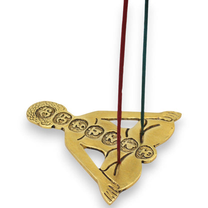 Seven Chakra Yoga Incense Holder, Gold Aluminium, 12cm