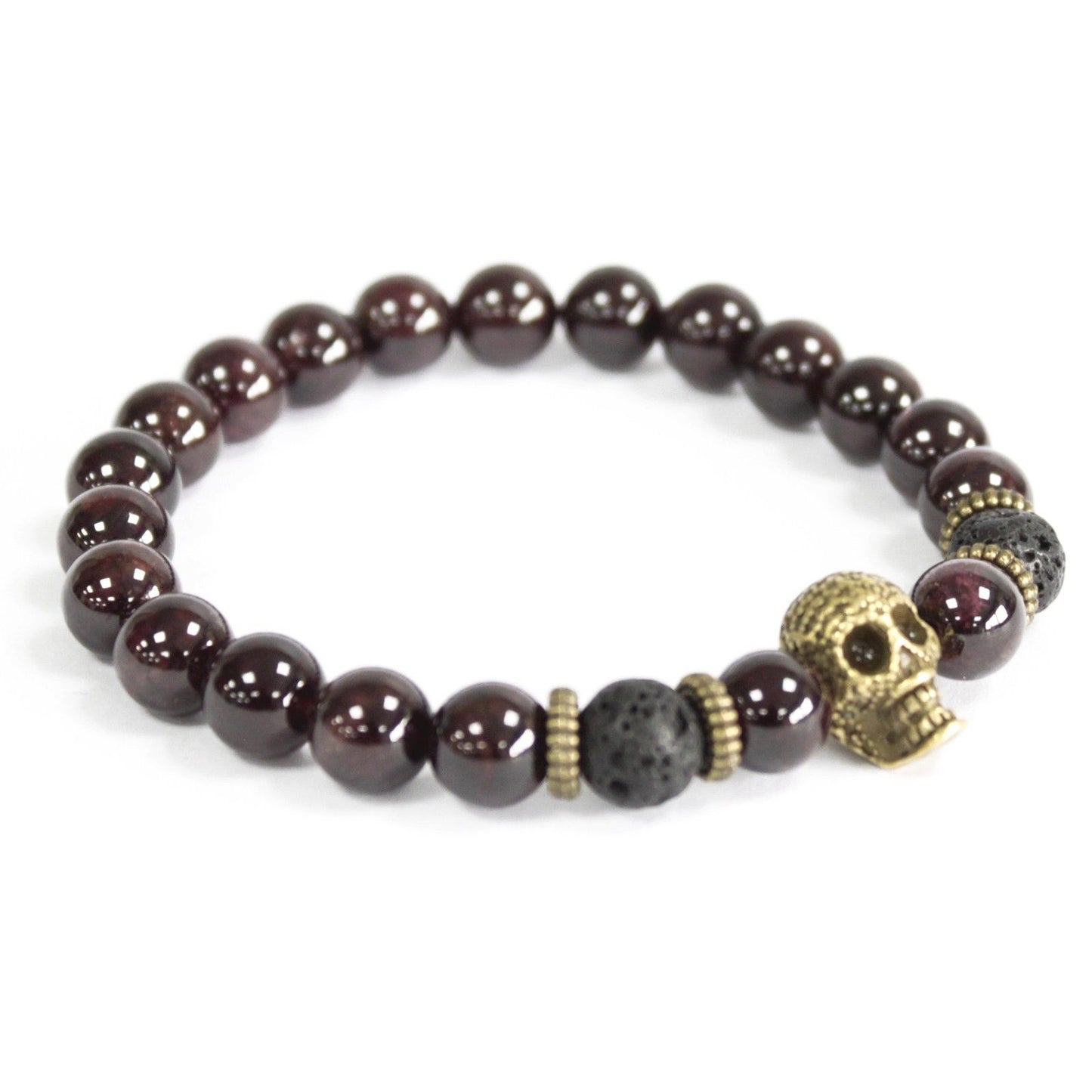 Bronze Skull / Blood Stone - Gemstone Bracelet | Auro & Co