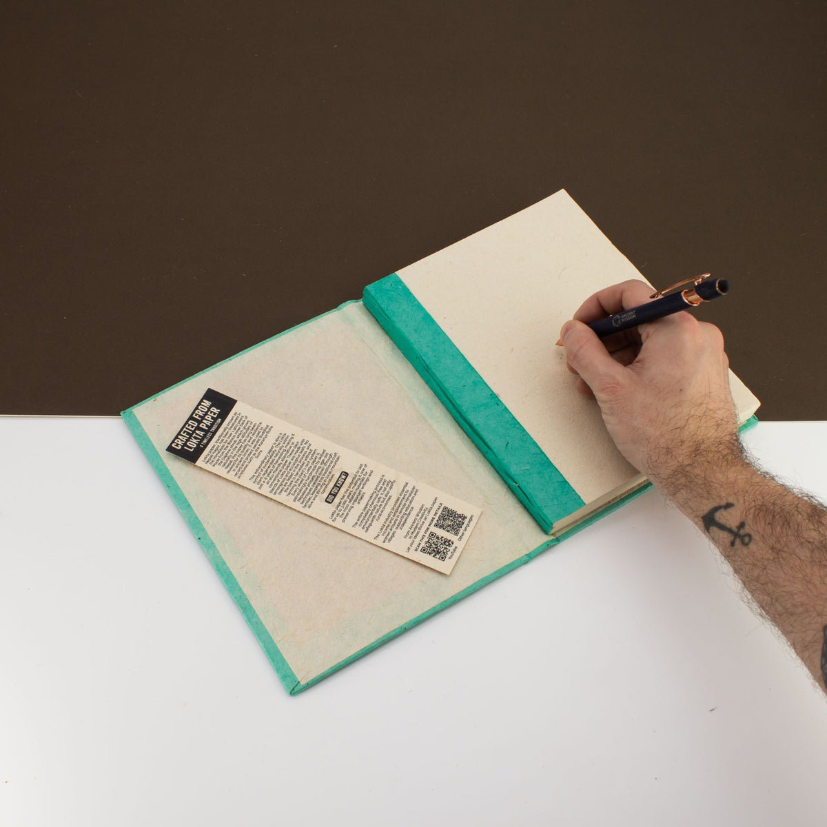 Teal Lokta Mini Tiles Notebook, Large