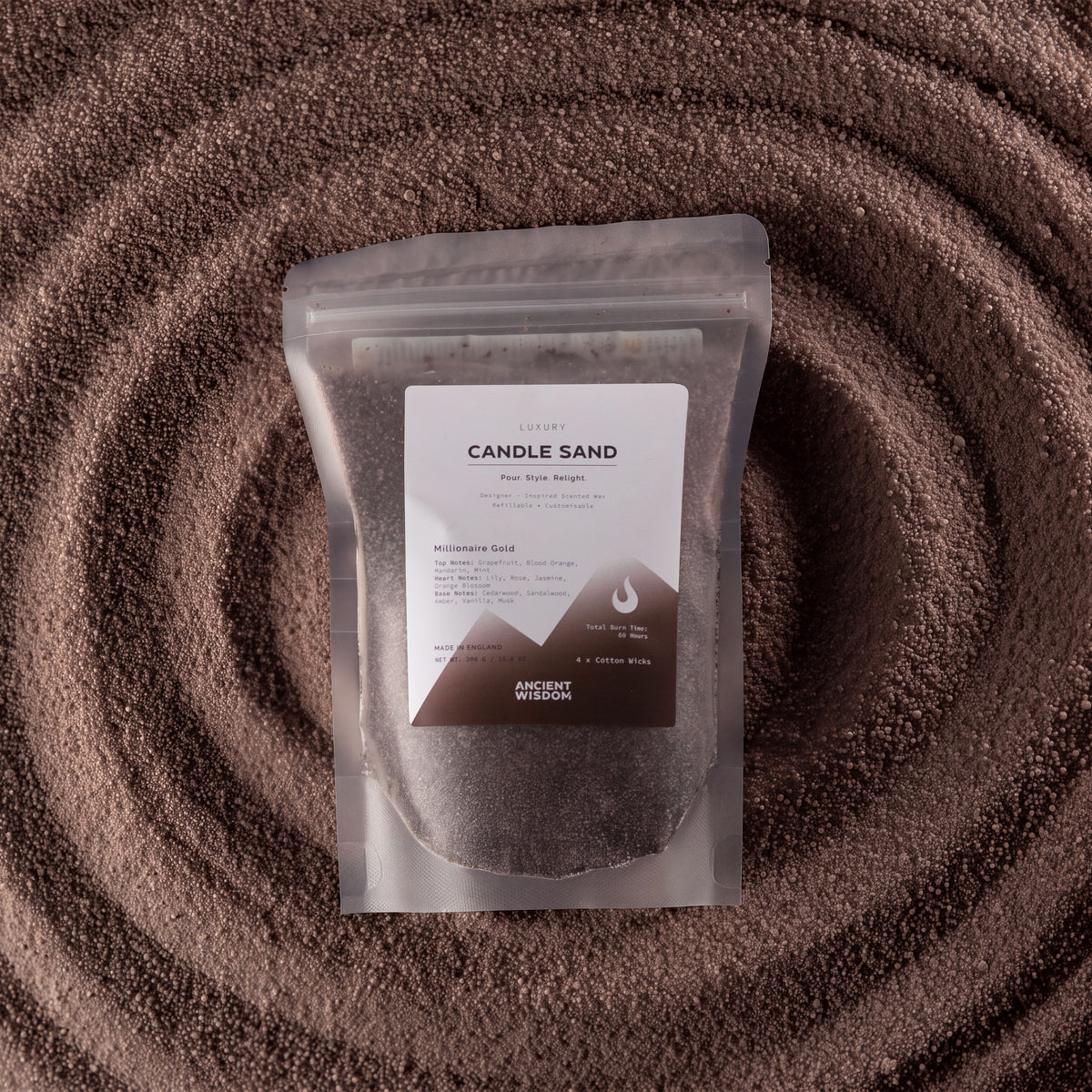 Millionaire Gold Candle Sand - Chocolate Brown, 300g