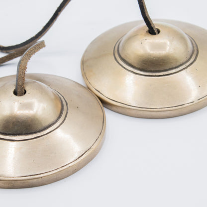 Premium Brass Tibetan Tingsha - Plain Traditional - approx 7.5cm (345gm) – detail view