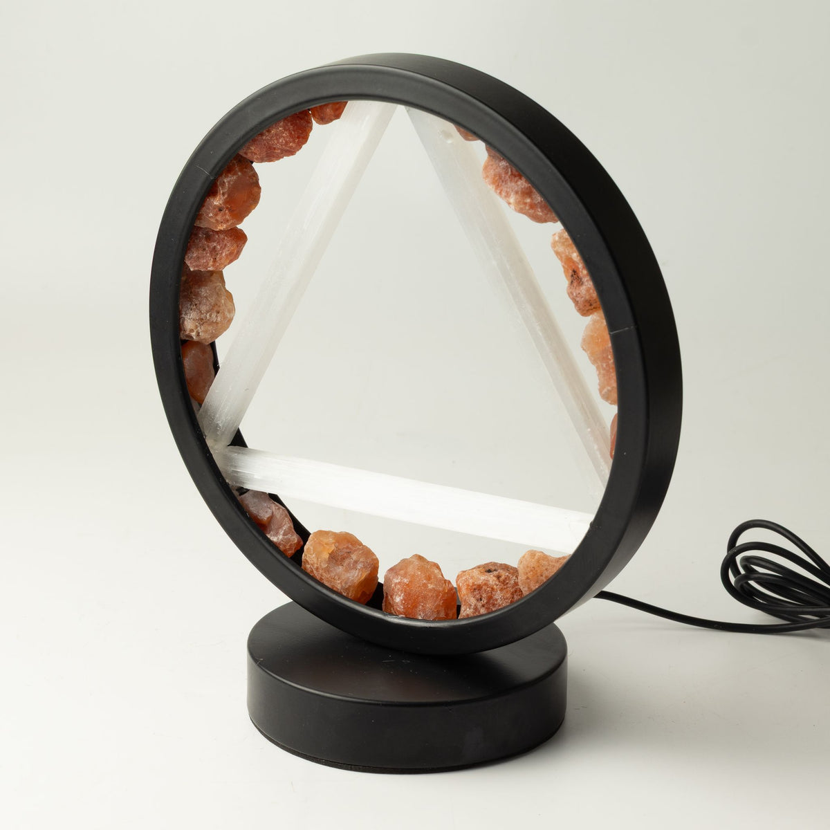 Fire Gemstone Halo Lamp, Carnelian and Selenite