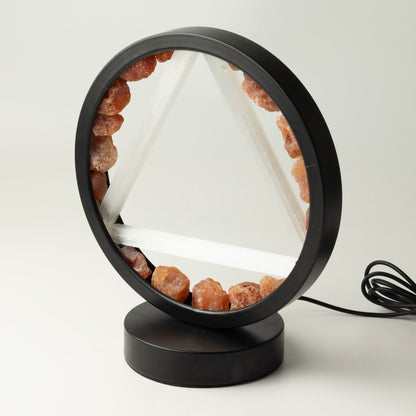 Fire Gemstone Halo Lamp, Carnelian and Selenite