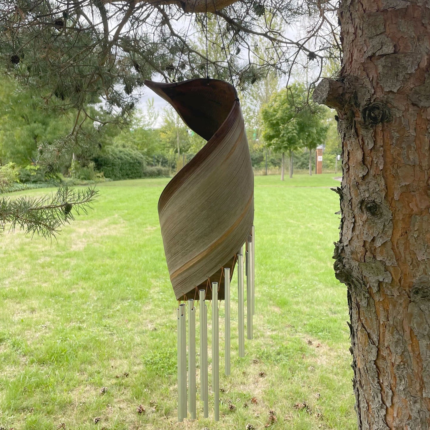Artisan Spiral Wind Chimes – Natural Finish