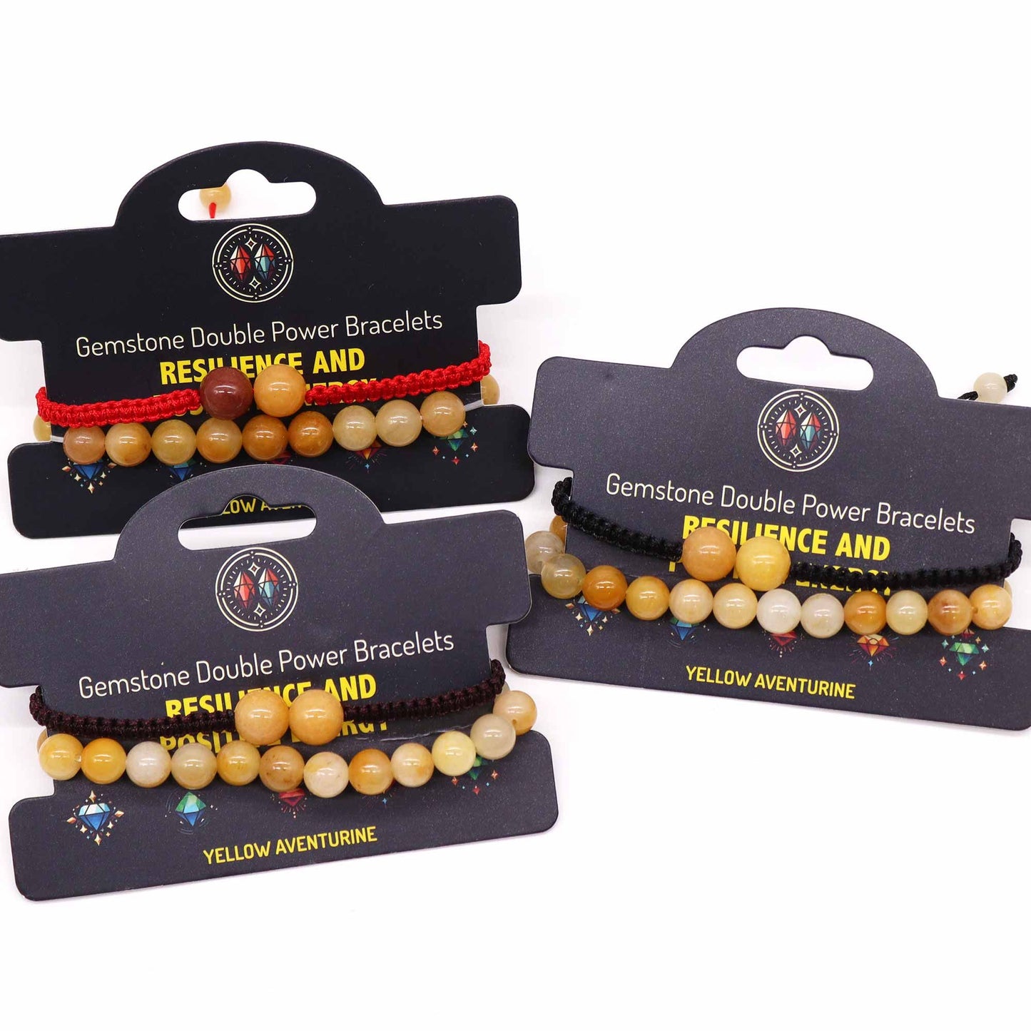 Gemstone Double Power Bracelets- Yellow Aventurine – detail view