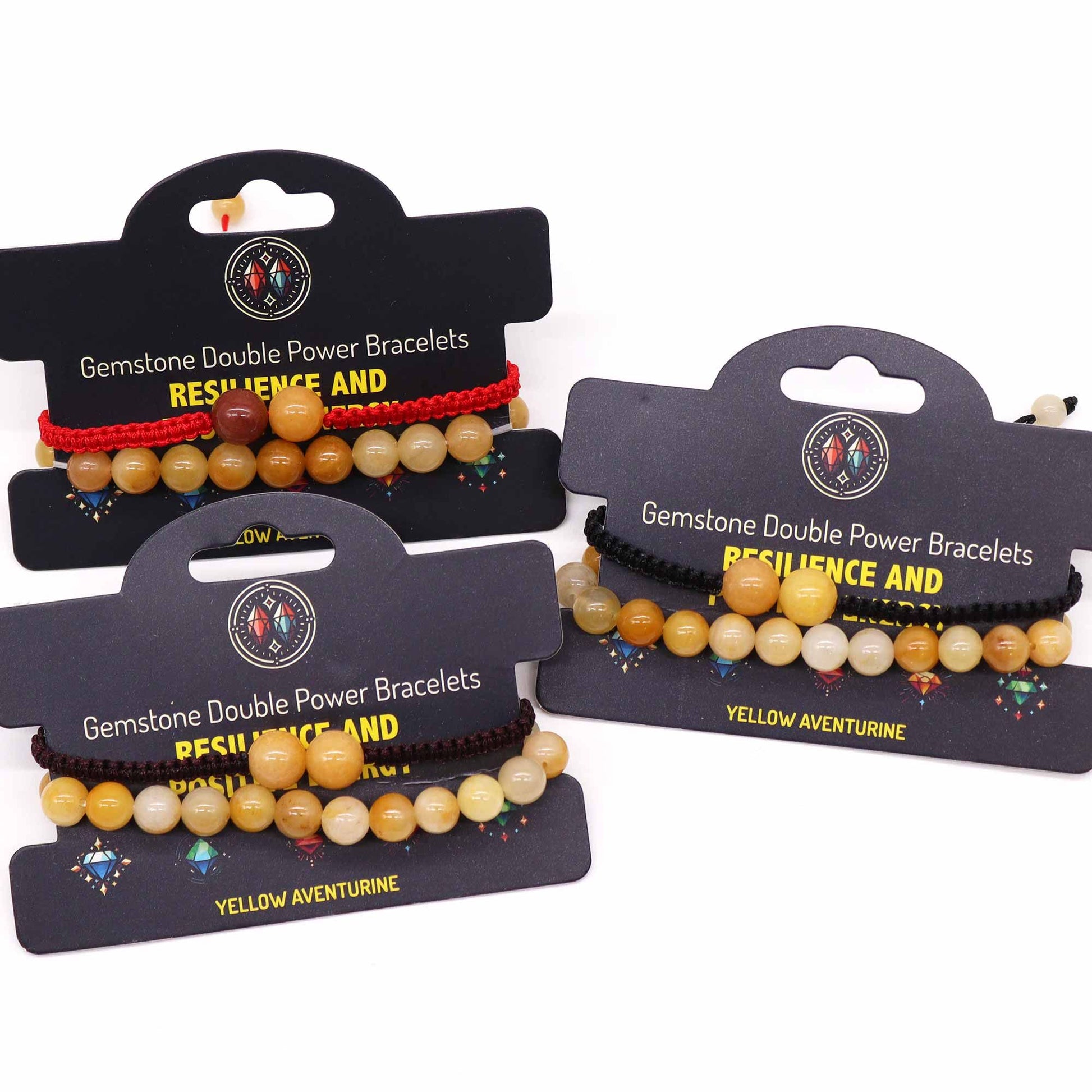 Gemstone Double Power Bracelets- Yellow Aventurine – detail view