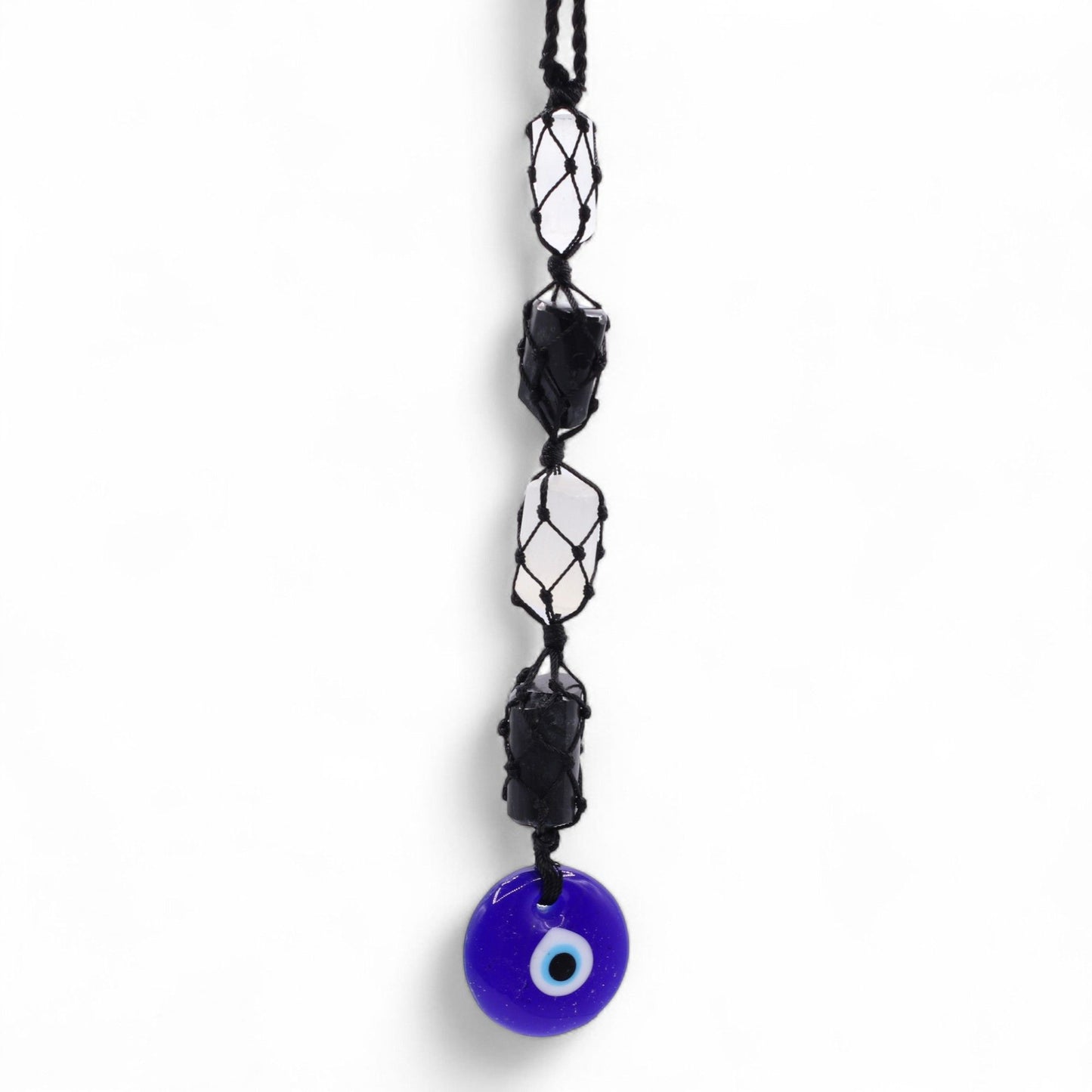 Hanging Stone Pendant - Black Torrmaline & Selonite Tumble- Evil Eye | Auro & Co