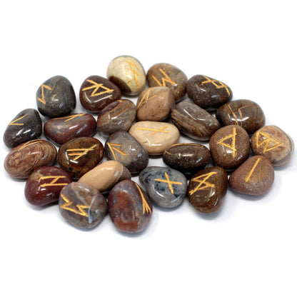 Runes Stone Set in Pouch - Fancy Jasper | Auro & Co