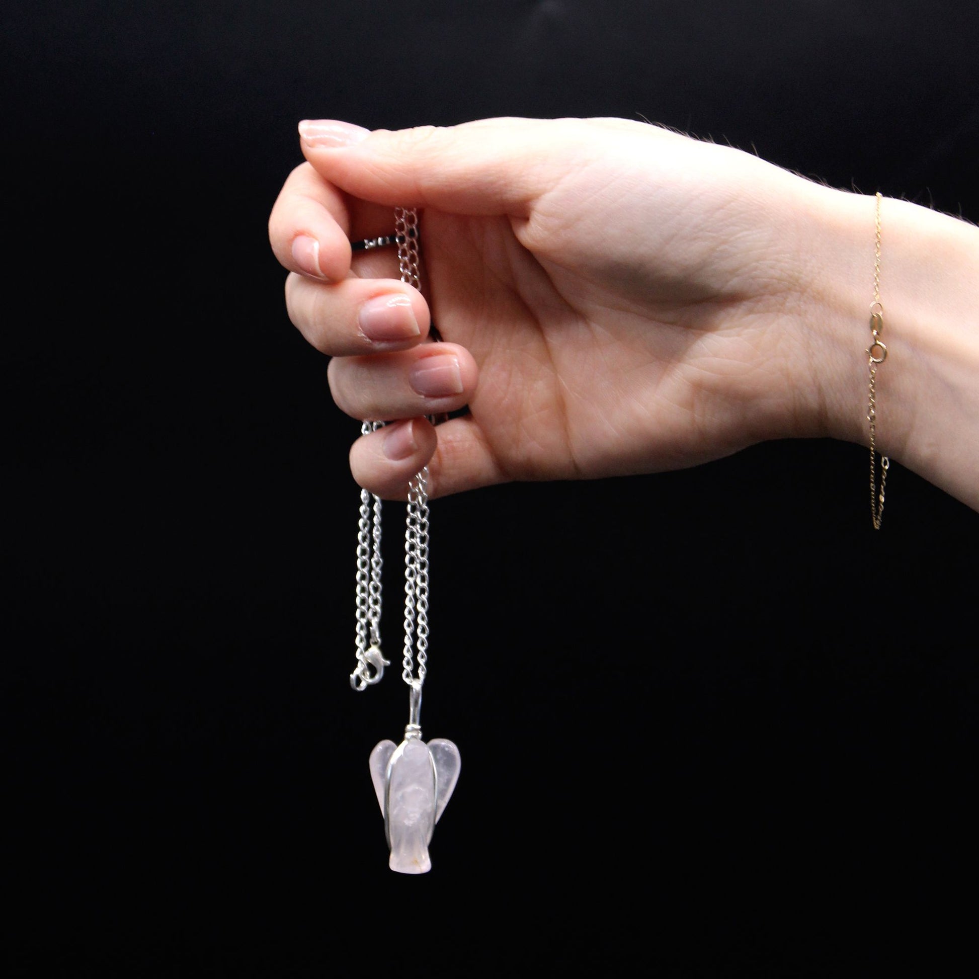 Gemstone Guardian Angel Pendant - Black Agate – product image 5