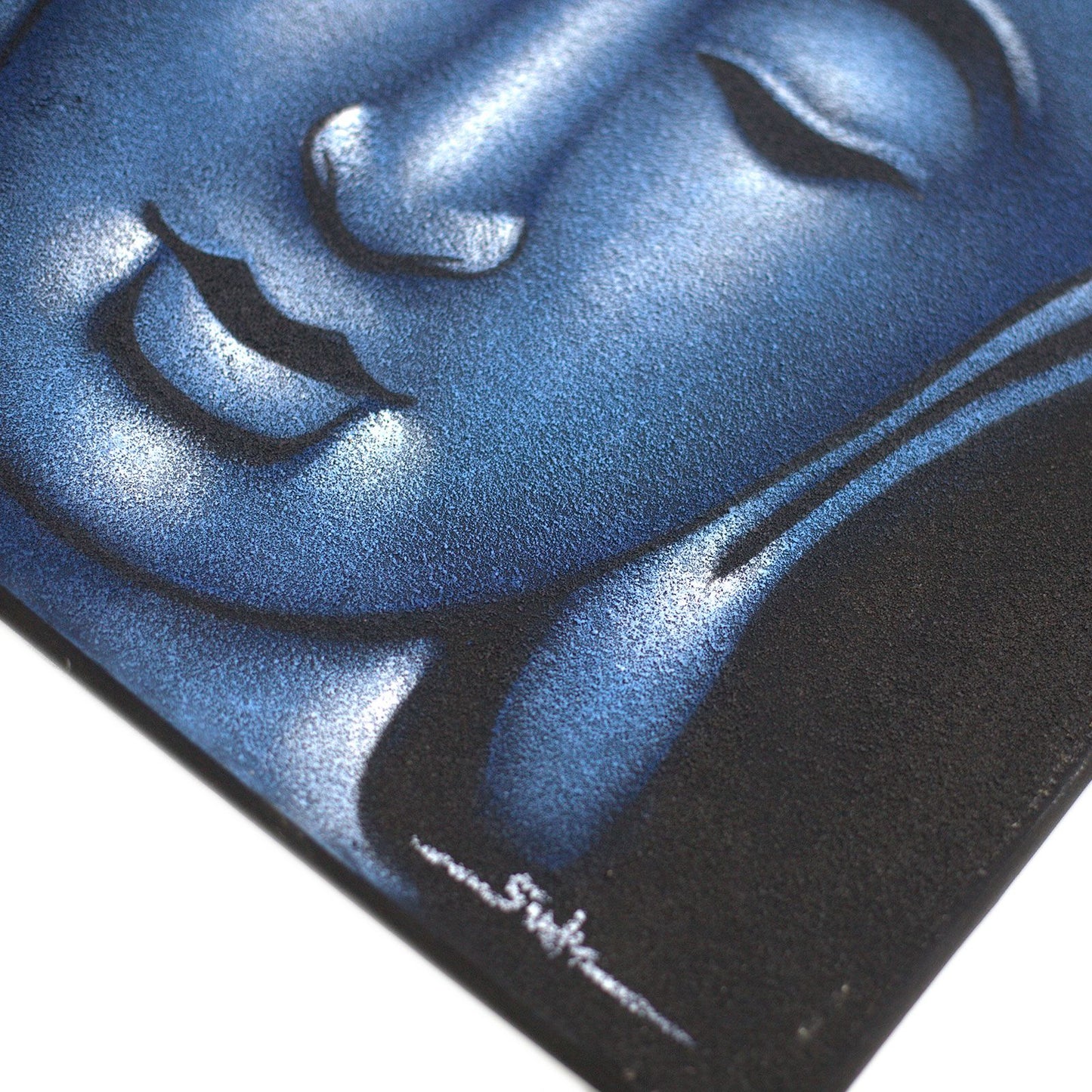 Buddha Painting - Blue Sand Finish – detail view