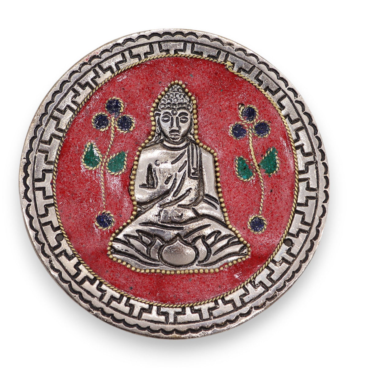 Buddha Incense Holder - Red Aluminium, 10cm