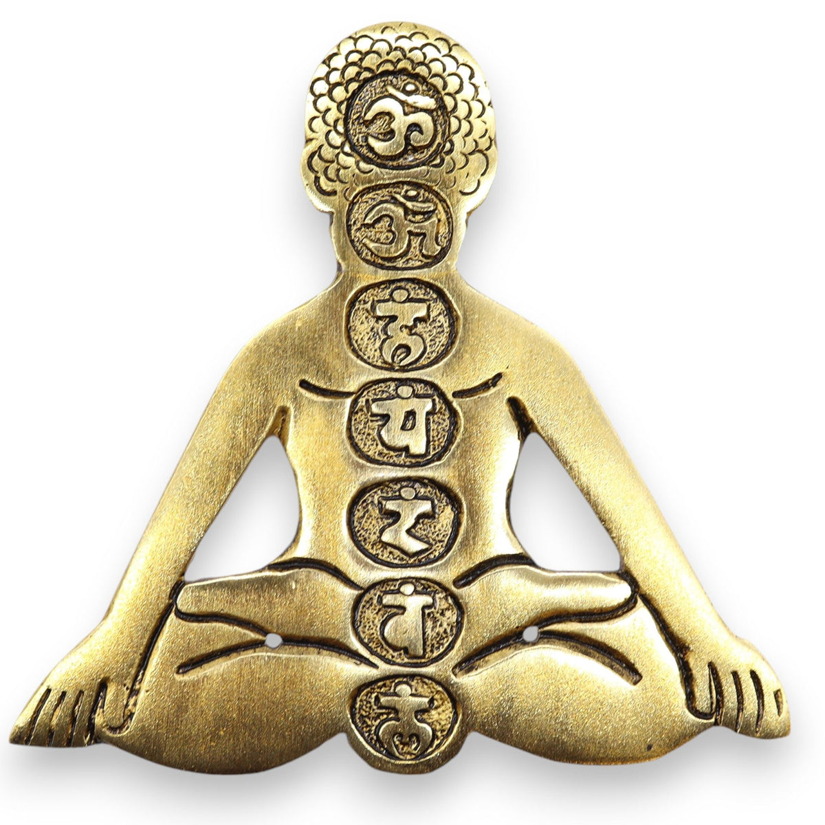 Seven Chakra Yoga Incense Holder, Gold Aluminium, 12cm