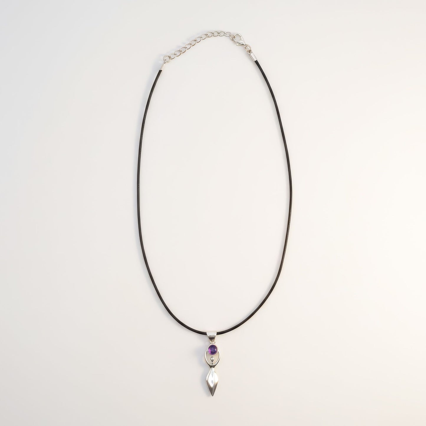 Indian Devotional Pendant - Silver Plated (45cm Cord)- Goddess Amethyst | Auro & Co