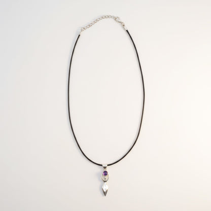 Indian Devotional Pendant - Silver Plated (45cm Cord)- Goddess Amethyst | Auro & Co