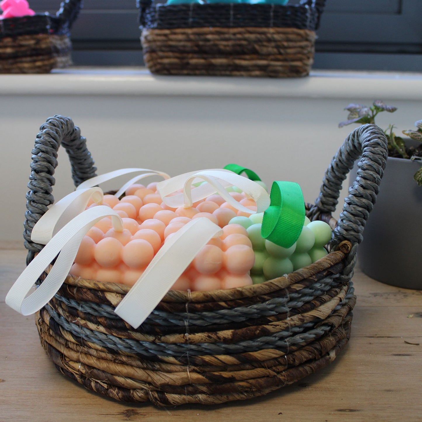 Handwoven Banana Leaf Round Storage Baskets – Set of 2