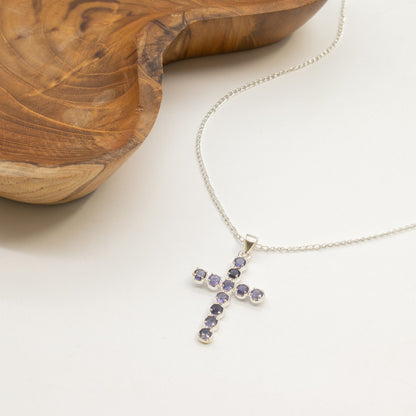 Indian Devotional Pendant - Silver Plated (45cm Chain)- Ionite Crucifix – lifestyle shot