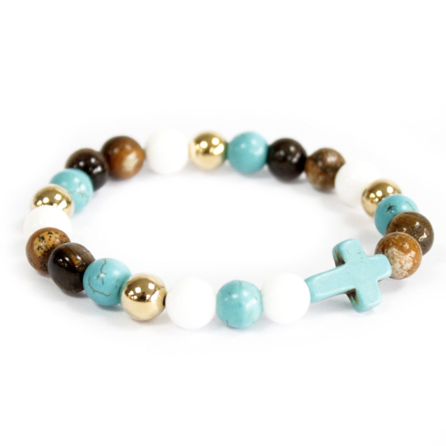 Turquoise Cross / Royal Beads - Gemstone Bracelet | Auro & Co