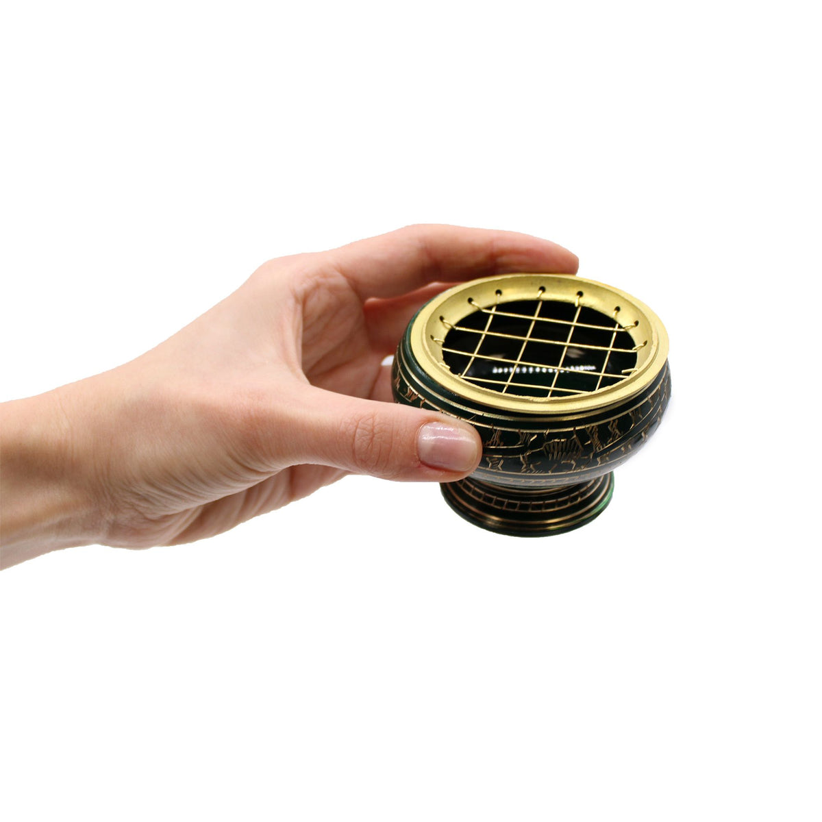Solar Plexus Chakra Charcoal Incense Jar, Tall, Yellow, Brass