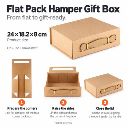 Flat Pack Gift Box - Medium Hamper (24x18.2x8cm) - Black