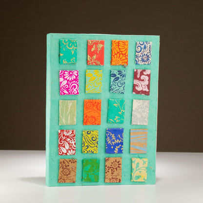 Teal Lokta Mini Tiles Notebook, Large