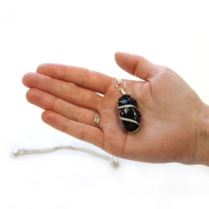 Cascade Wrapped Gemstone Necklace - Rough Black Onyx – packaging