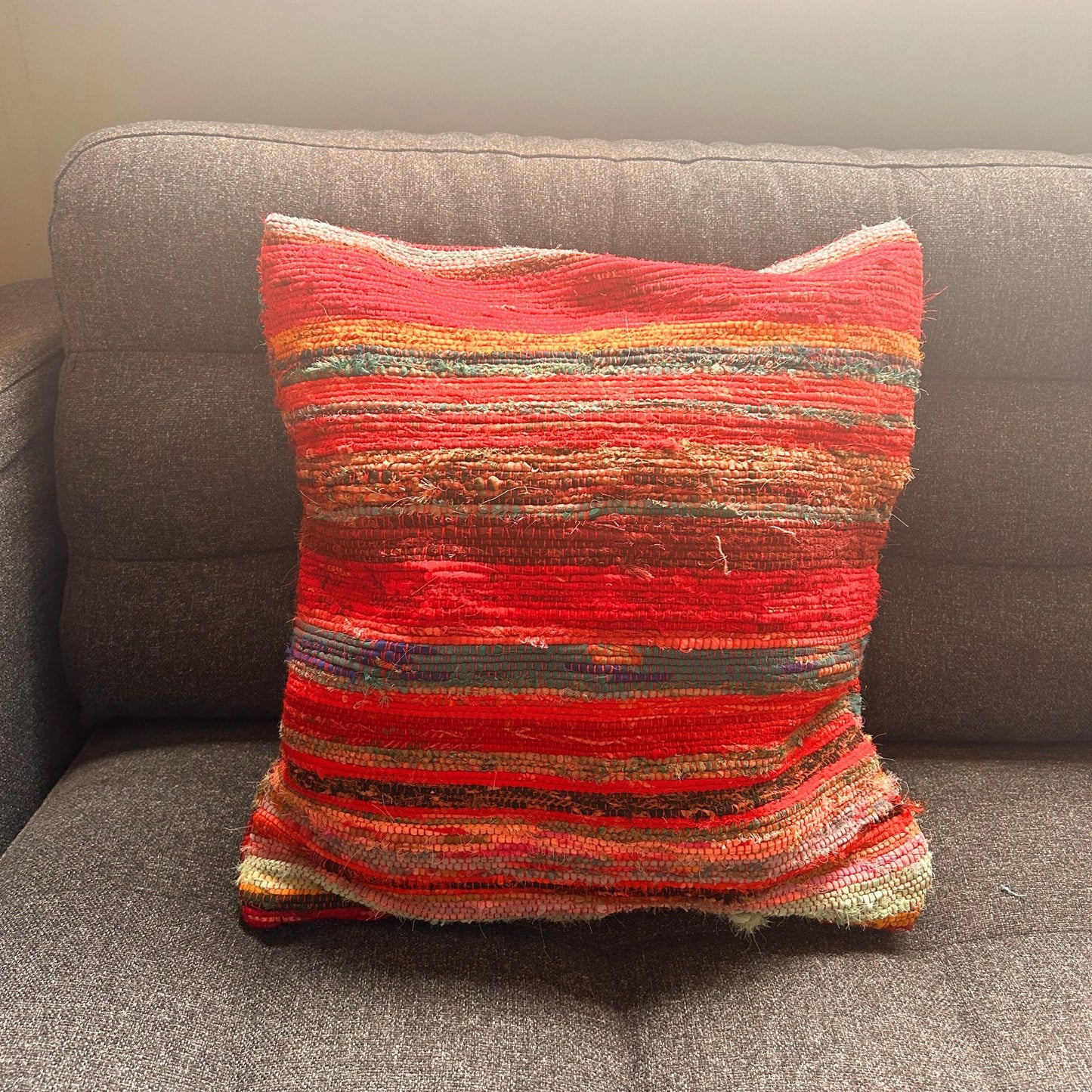 Rag Rug Cushion Covers - Rich Reds – lifestyle shot