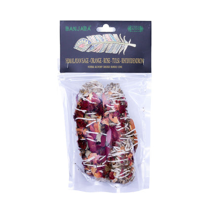 Himalayan Sage, Orange, Rose & Tulsi Banjara Smudge Bundle