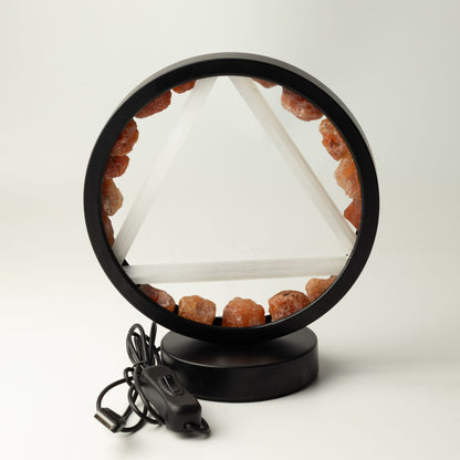 Fire Gemstone Halo Lamp, Carnelian and Selenite