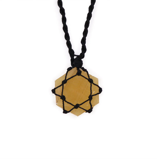 Laced Gemstone Hexagon Pendant - Yellow Quartz | Auro & Co