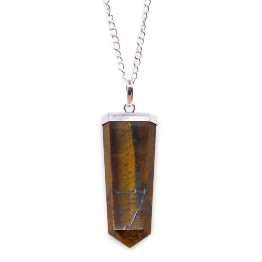 Gemstone Flat Pencil Pendant - Tiger Eye | Auro & Co