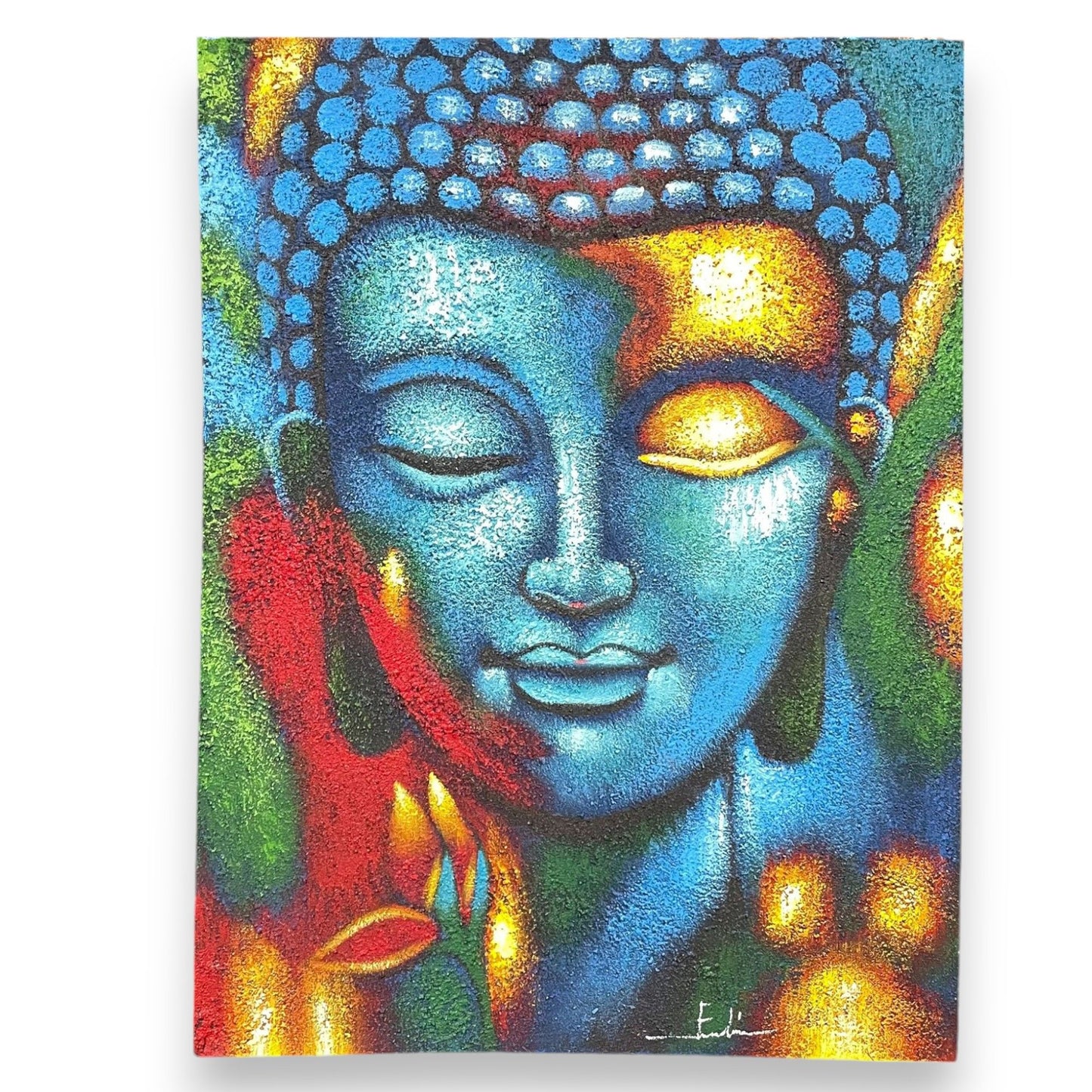 Buddha Painting - Blue & Gold Flower 75x55cm | Auro & Co