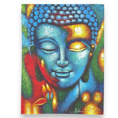 Buddha Painting - Blue & Gold Flower 75x55cm | Auro & Co