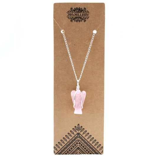 Gemstone Guardian Angel Pendant - Rose Quartz – detail view