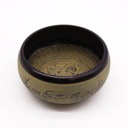 Earth Powder Singing Bowl - Mantra Five Buddha - 16cm – detail view