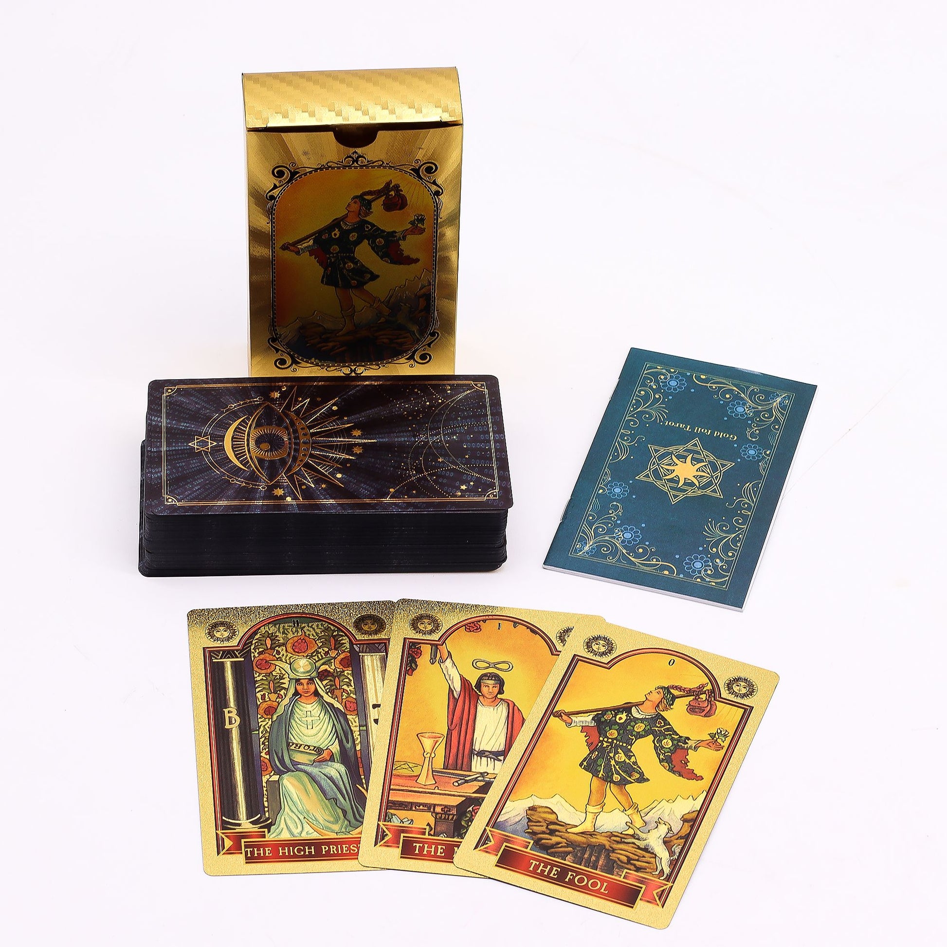 Blue & Gold Foil Tarot Card Set - All Seeing Eye - with booklet | Auro & Co