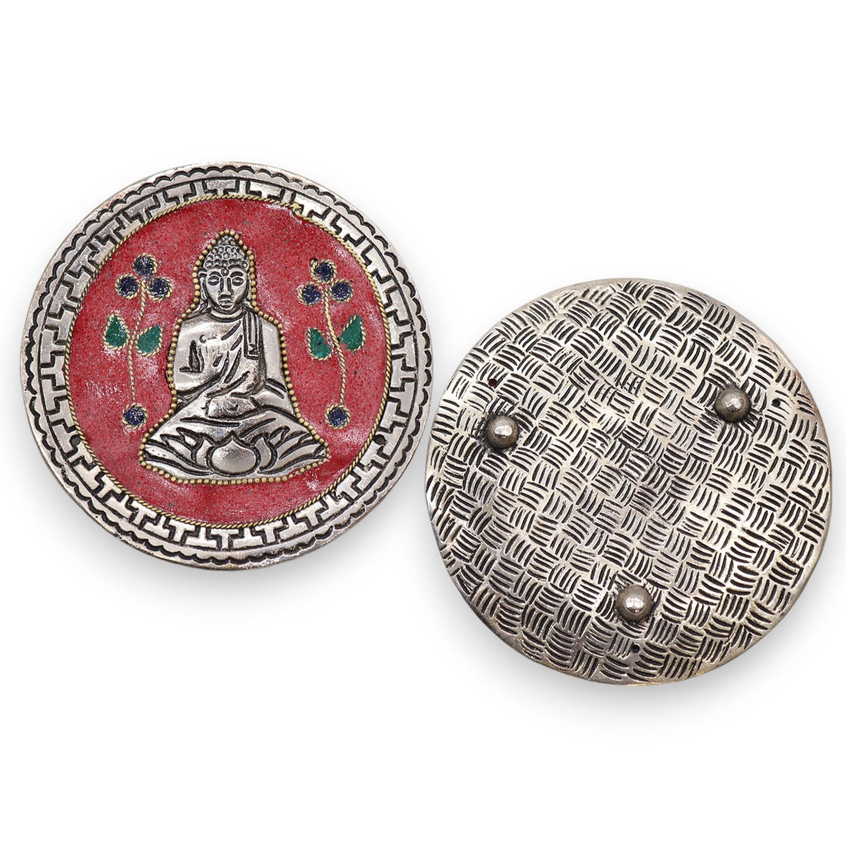 Buddha Incense Holder - Red Aluminium, 10cm
