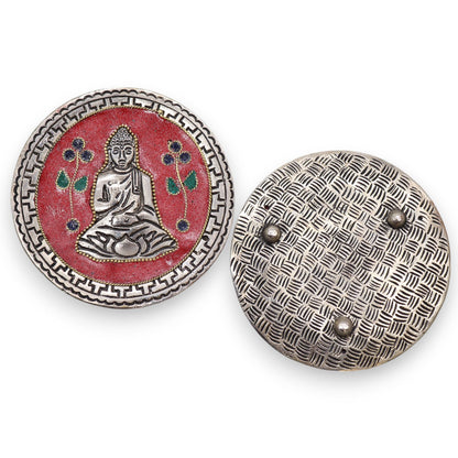Buddha Incense Holder - Red Aluminium, 10cm