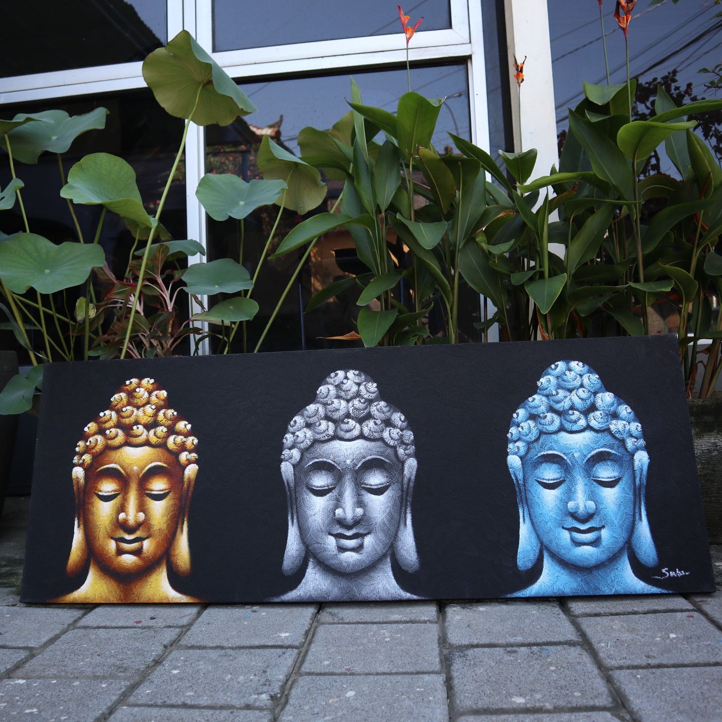 Buddha Painting - Three Heads Black – product image 5
