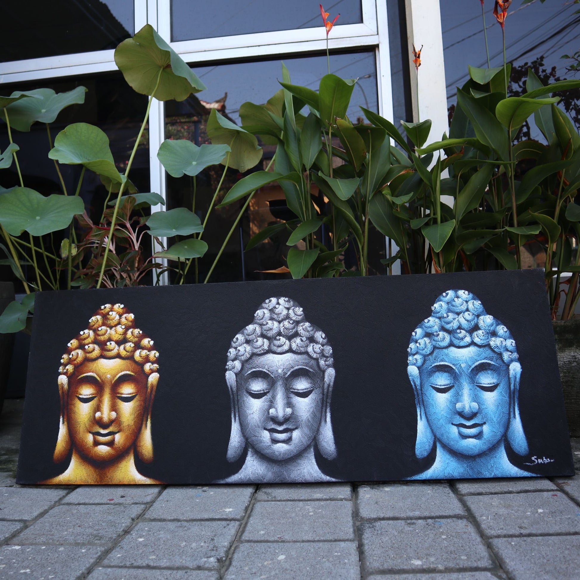 Buddha Painting - Three Heads Black – product image 5