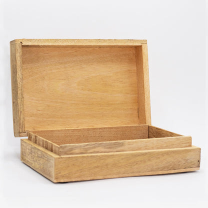 Big Rectangle Mango Wood Keepsake Box - Whitewash