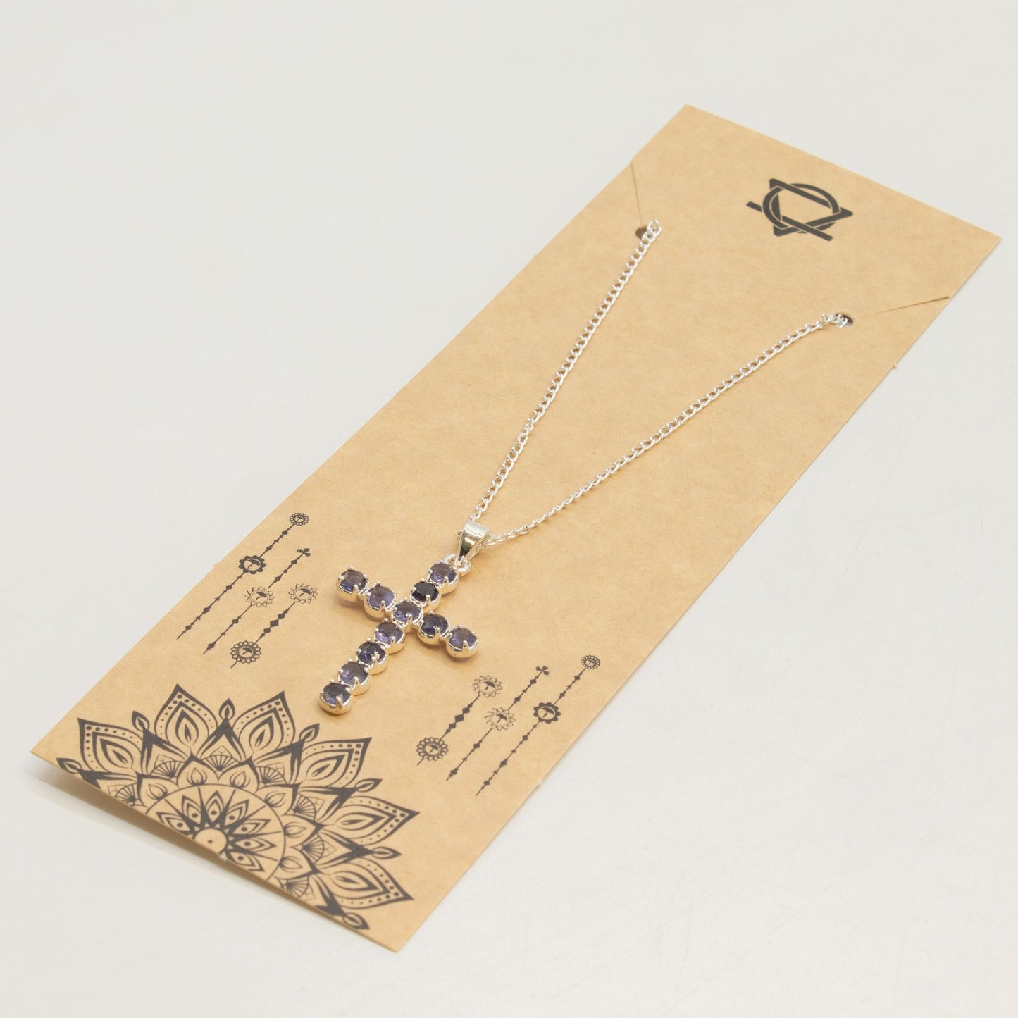 Indian Devotional Pendant - Silver Plated (45cm Chain)- Ionite Crucifix – packaging